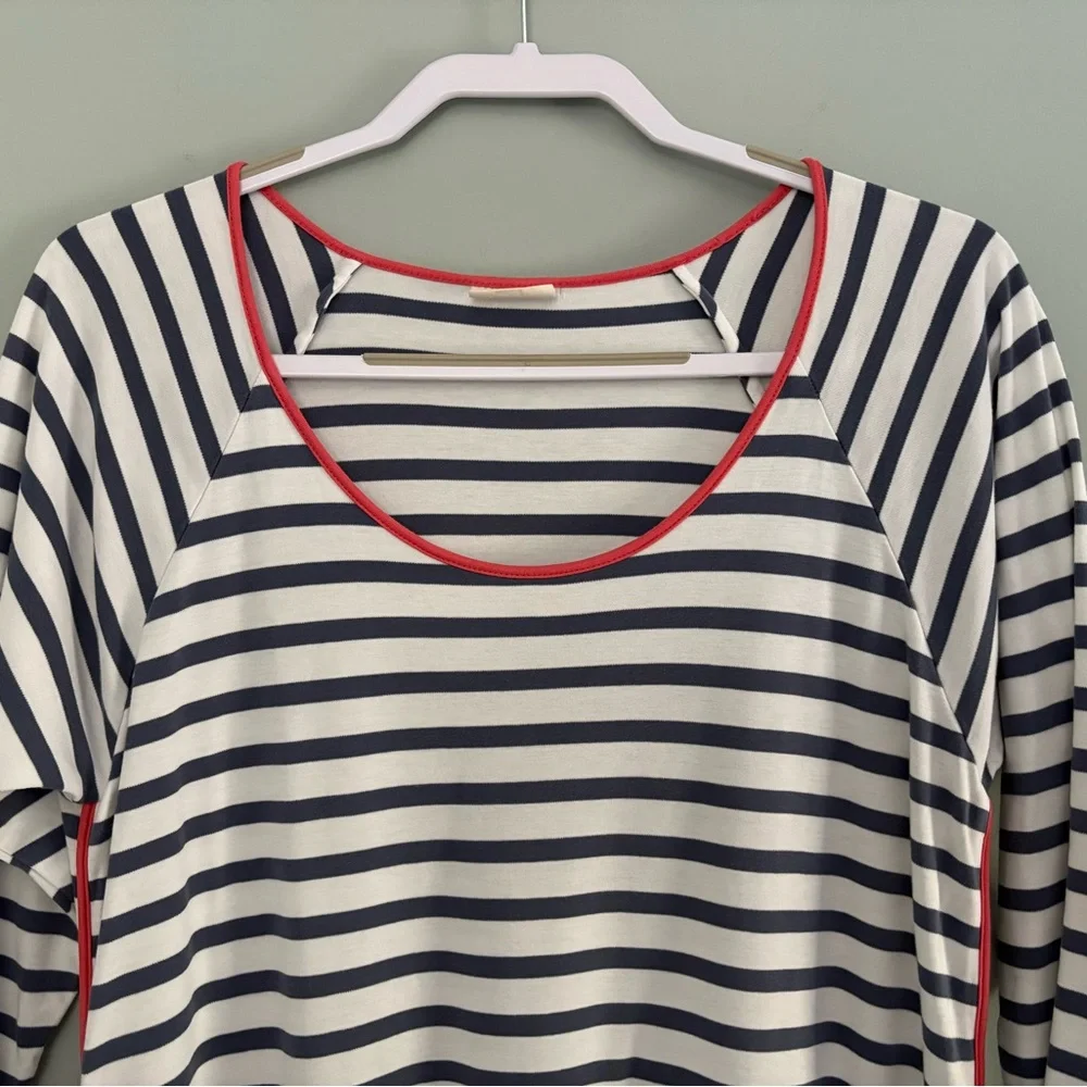 LAKE Pima Cotton Breton Stripe Knit Shift Dress Size L - Picture 3 of 10